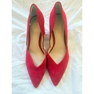 1.STATE Selim Red Suede D'Orsay Pointed Toe Block Heel Pumps Size 8.5 M‎